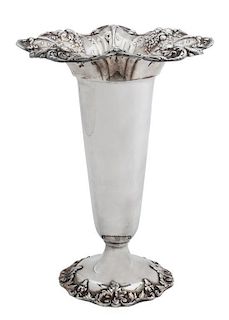 An American Silver Footed Vase Height 11 inches.