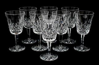 A Set of Eight Waterford Cut Crystal Goblets Height 6 7/8 inches.