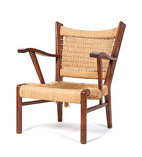 A Danish Rope Arm Chair Height 31 3/4 inches.
