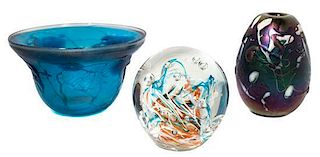 A Collection of American Studio Art Glass Articles Diameter of bowl 8 inches.