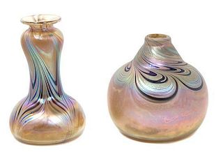 Two American Studio Art Glass Vases Height of taller 5 3/4 inches.