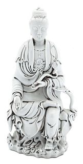 A Blanc de Chine Figure of Guanyin Height 12 inches.