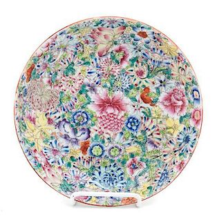 A Chinese Famille Rose Porcelain Shallow Plate Diameter 12 inches.