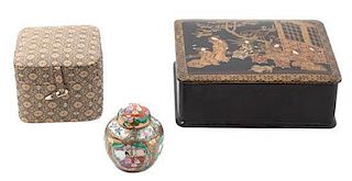 A Chinese Gilt Painted Box Height 6 x width 7 1/2 x depth 2 1/2 inches.