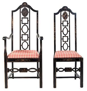 Two Chinoiserie Chairs Height 46 inches.
