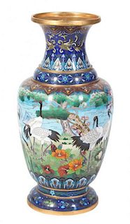A Japanese Cloisonne Vase Height 20 1/2 inches.
