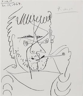 Pablo Picasso, (Spanish, 1881-1973), Homage To H.D. Kahnweiler (The Smoker), 1964