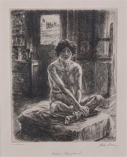 John French Sloan, (American, 1871-1951), Nude on Posing Stand, 1931