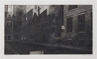 Armin Landeck, (American, 1905-1984), Shadowed Street (Minetta Lane), 1947