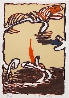 Pierre Alechinsky, (Belgian, b. 1927), Snake Fish, 1977