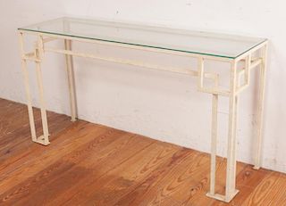 Console Table Metal Framed with Glass Top