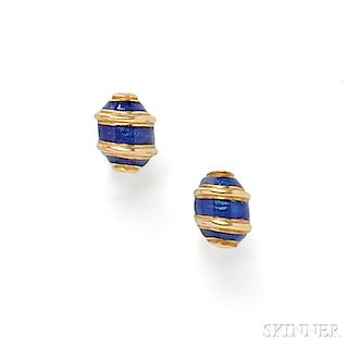18kt Gold and Enamel Earstuds, Tiffany & Co.