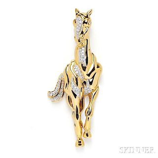18kt Gold and Diamond Horse Brooch