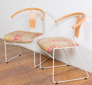 Wegner Inspired Barrel Back Chairs, Pair