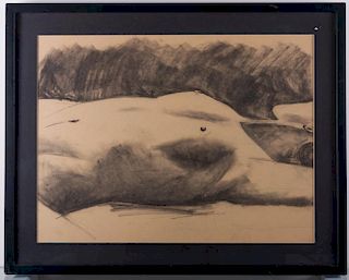 Charcoal Drawing Nude Female Figure