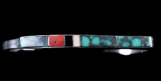 Richard Begay Sterling & Mosaic Cuff Bracelet