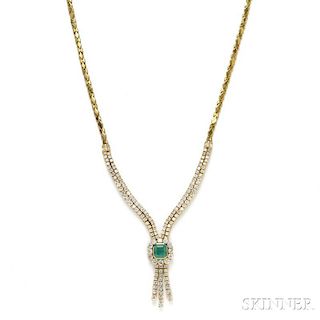 18kt Gold, Emerald, and Diamond Necklace