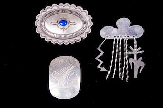 Southwestern Sterling Brooches Trio