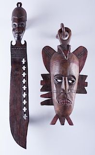 African Ironwood Carved Ceremonial Knife
