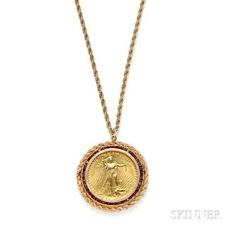 1927 Saint-Gaudens Twenty Dollar Gold Coin-mounted Pendant