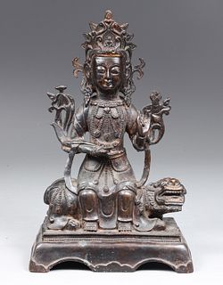 Antique Chinese Bronze Seated Deity