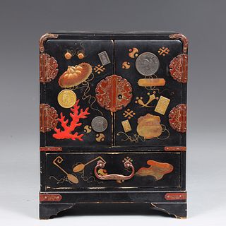 Japanese Meiji Lacquered Miniature Cabinet