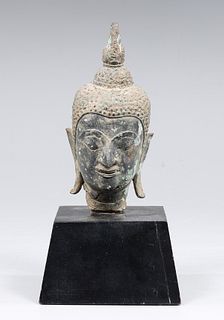 Antique Thai Bronze Head of Buddha