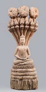 South Asian Carved Driftwood Buddha