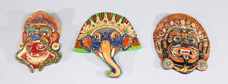 Group of Three Nepalese Hindu Papier-Mache Masks