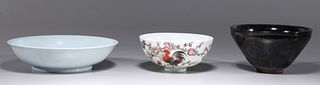 Three Chinese Porcelain & Ceramic Bowls