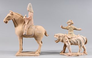 Two Chinese Pottery Riding Figures