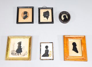 Group of Six Antique Silhouette Portraits