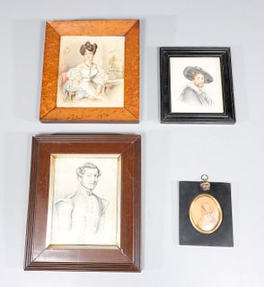 Group of Four 18th Century Portraits, A.R. Burt, and Others