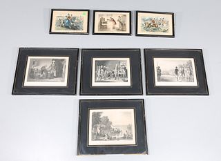 Group of Seven Antique Engravings, John Leech, W. Wellstood, F.F. Walker