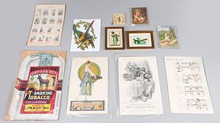 Group of Eleven Antique Ephemeral Advertisements, Greeting Cards, and Magazine Tears