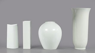 Group of Four KPM Art Deco Celadon Vases