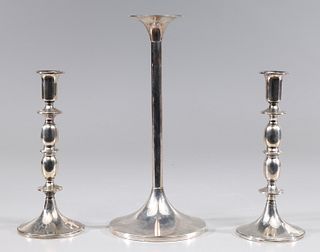 Group of Three Sterling Candlesticks