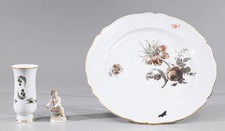 Group of Three Antique German Porcelain Collection, Meissen, KPM