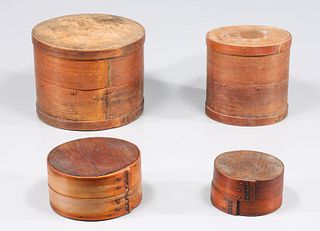 Group of Four Vintage Round Stacking Boxes