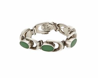 An Antonio Pineda silver and green stone bracelet