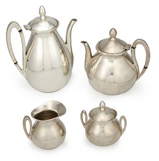 A four piece silver-plate tea service