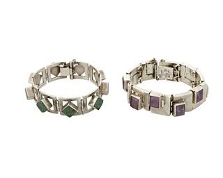 Two Antonio Pineda silver and stone bracelets