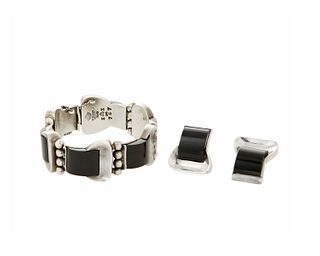 A set of Antonio Pineda silver and onyx jewelry