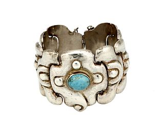 A Matl silver link bracelet with turquoise