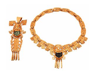 A group of Salvador Teran Aztec-motif jewelry, for Marbel