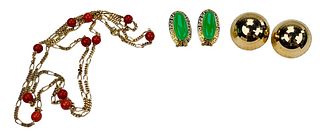 Jade, Coral, Earrings