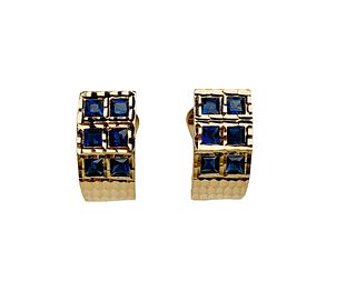 Sapphire And 14K Earrings