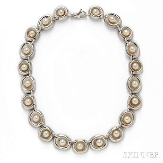 Sterling Silver and Cultured Pearl Necklace, Robert Lee Morris