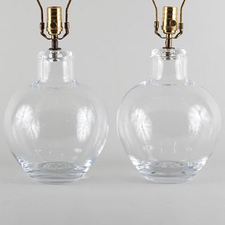 Pair of Simon Pearce Glass Lamps