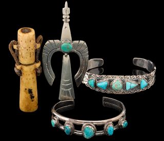 NATIVE AMERICAN STERLING AND TURQUOISE JEWELRY